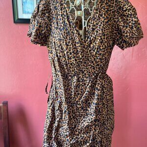Madewell Leopard Print Wrap Dress Size M